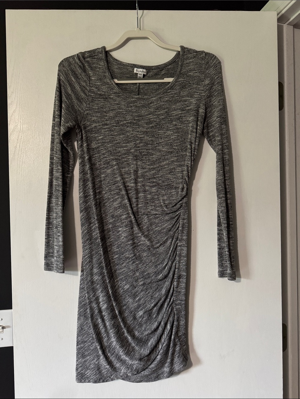 love, Fire Gray Ruched Long-Sleeve Knit Dress